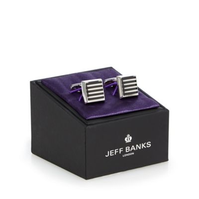 Jeff Banks Black enamel striped cufflinks in a gift box
